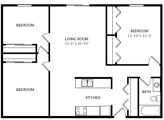 Three bedroom floor plan